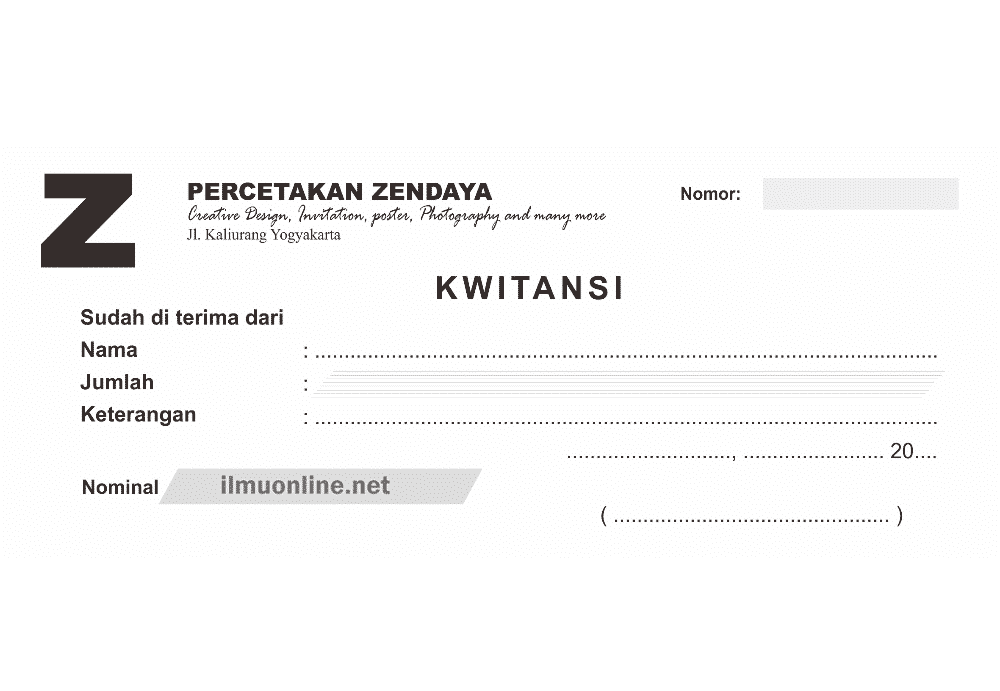 contoh kwitansi dari perusahaan